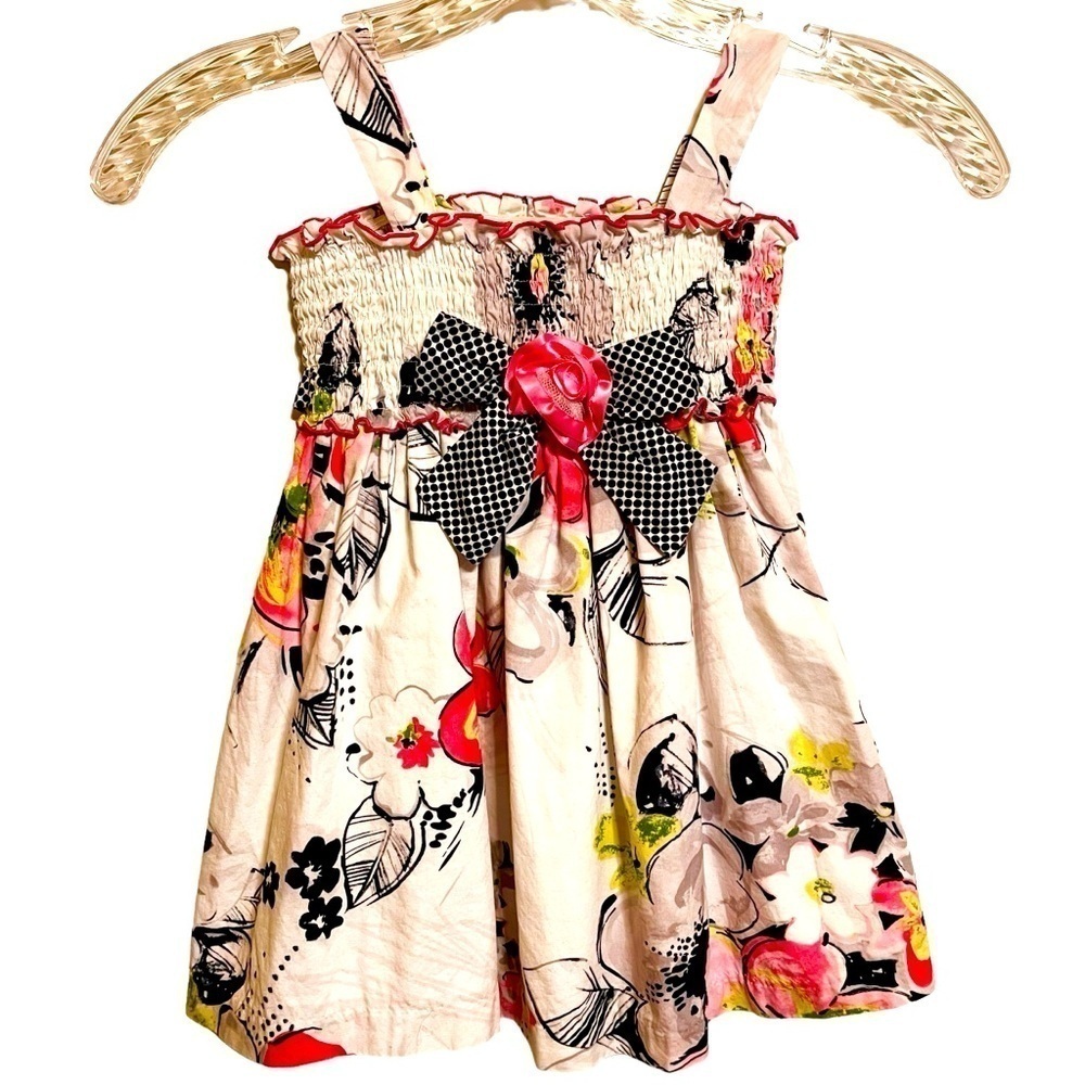 Jane Copeland Smocked Top Sun Dress Multicolored Floral Size 2